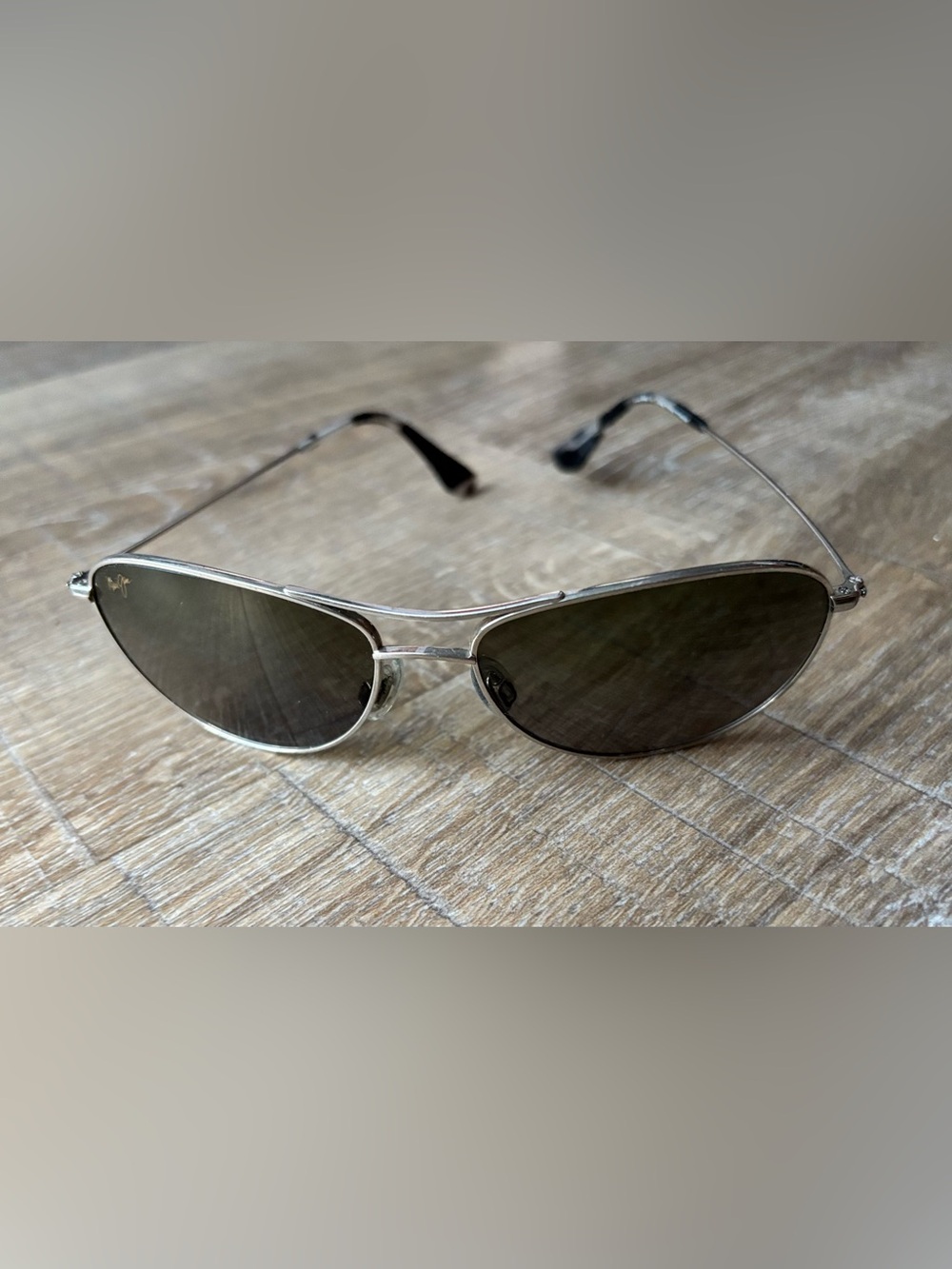 Authentic Maui Jim "Baby Beach" Aviator Sunglasses (Titanium, Scratched Lenses)